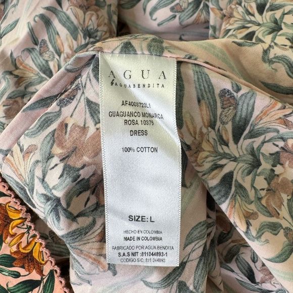NEW Agua by Agua Bendita Guaguanco Monarca Rosa Cotton Midi Dress Large - Picture 14 of 16